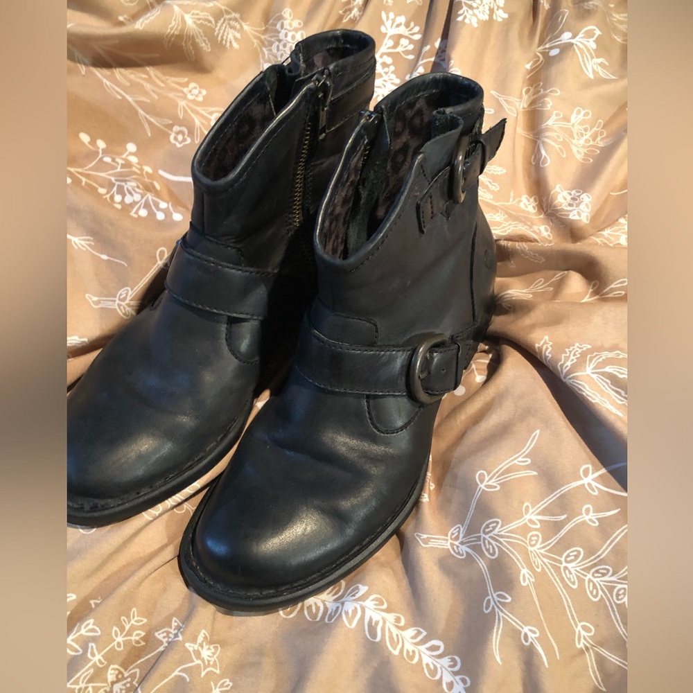 Born Black Leather Ankle Boots